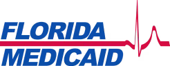 Florida Medicaid logo with a red heartbeat line running through the text.