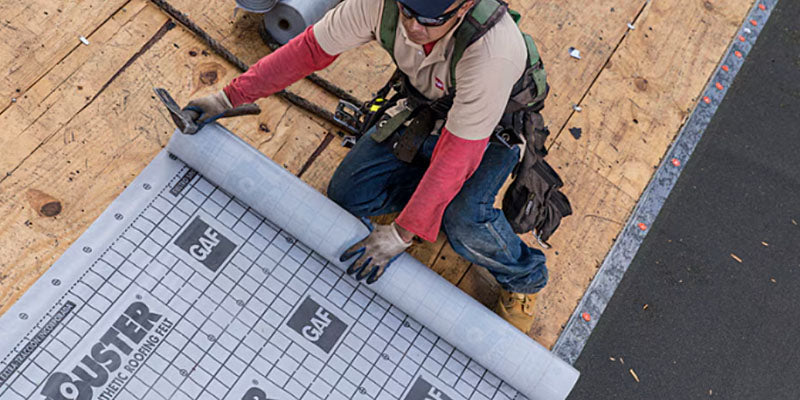 GAF underlayment being installed by a professional contractor in Detroit, Michigan
