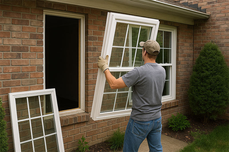 Image of a man replacing a window.