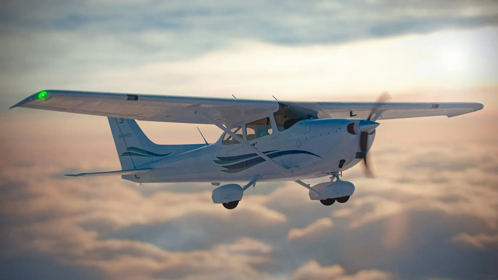 Small aircraft in hangar