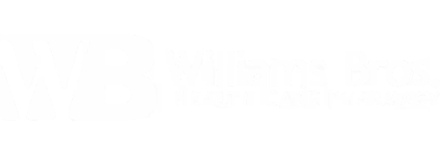 Williams Bros. Health Care Pharmacy logo with stylized WB letters.