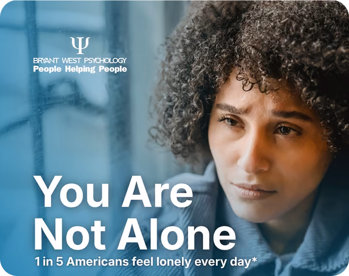 Concerned person with curly hair looking to the side and text reading 'You Are Not Alone' and loneliness statistic.