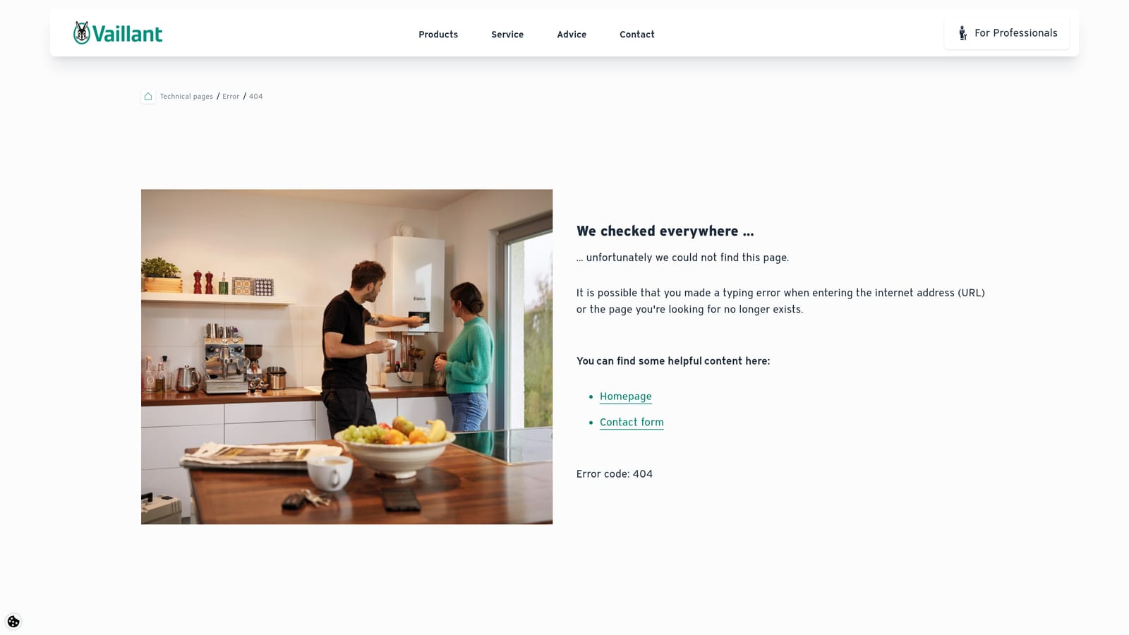 Screenshot of Vaillant Commercial website