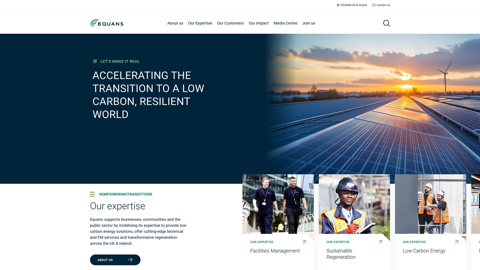 Screenshot of Equans UK website