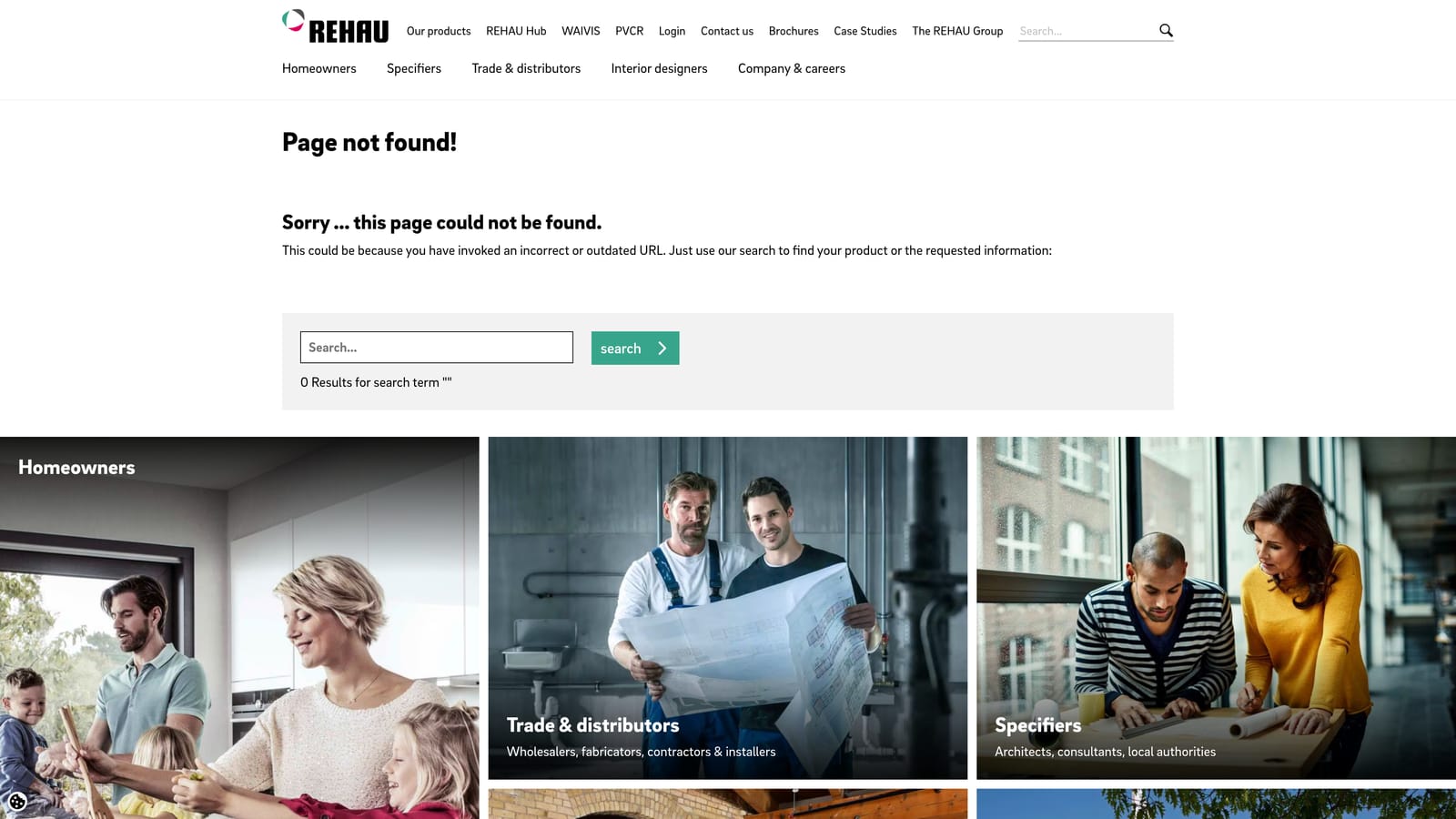 Screenshot of Commercial Underfloor Heating Systems (Rehau) website