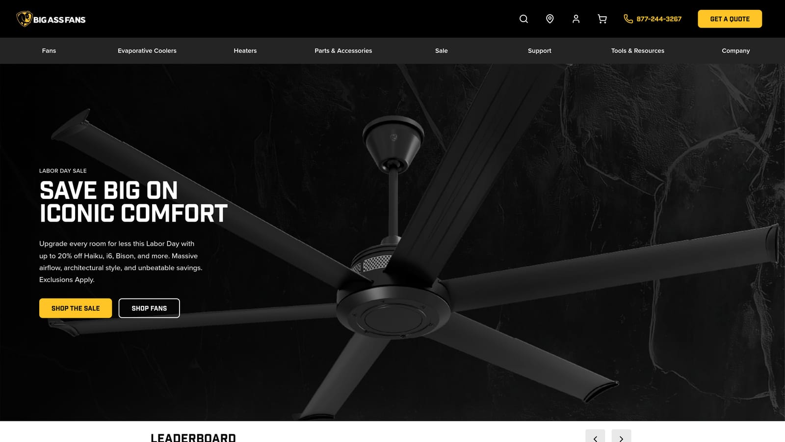 Screenshot of Big Ass Fans website