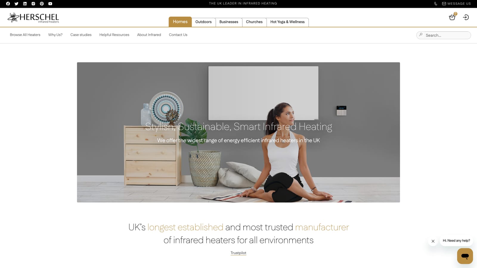Screenshot of Herschel website