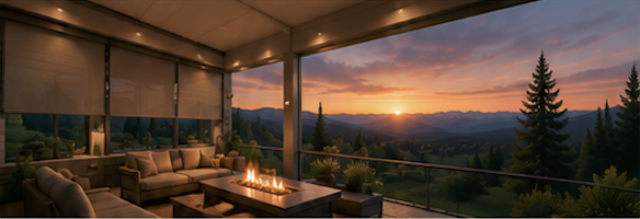 Beautiful outdoor patio with custom shades