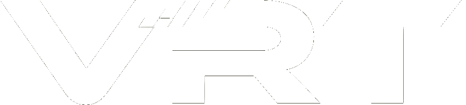 White stylized letters VRT on transparent background.