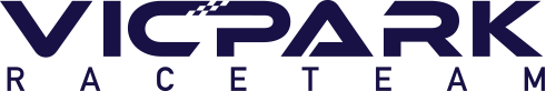 VICPARK RACE TEAM logo with stylized uppercase letters in dark blue.