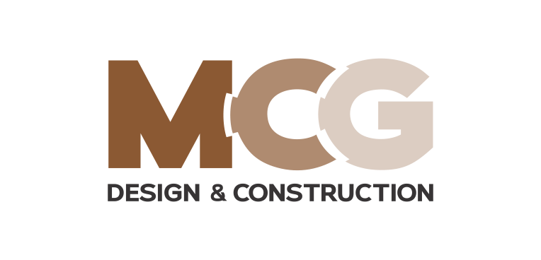 MCG in brown and beige letters with the text Design & Construction below.