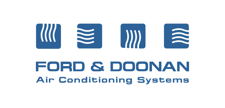 Ford & Doonan logo with four blue icons and text Air Conditioning Systems.