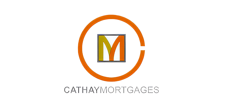Cathay Mortgages logo with stylized M inside an orange circular outline and text below.