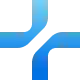 Abstract digital illustration with intersecting blue metallic shapes on black background.