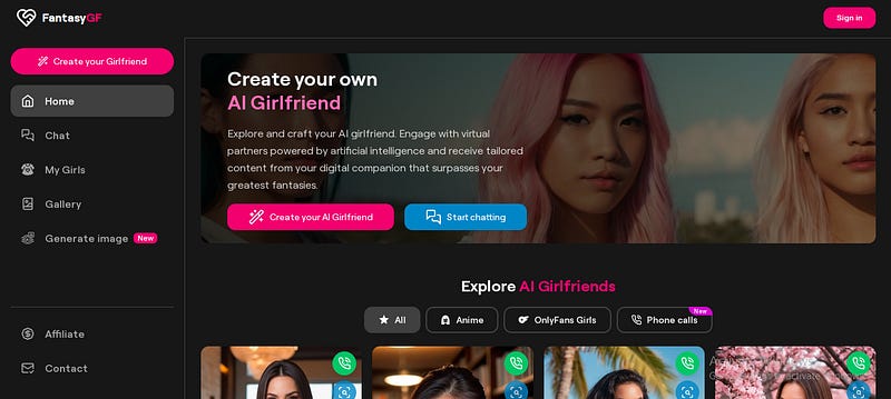 create NSFW AI images using FantasyGF