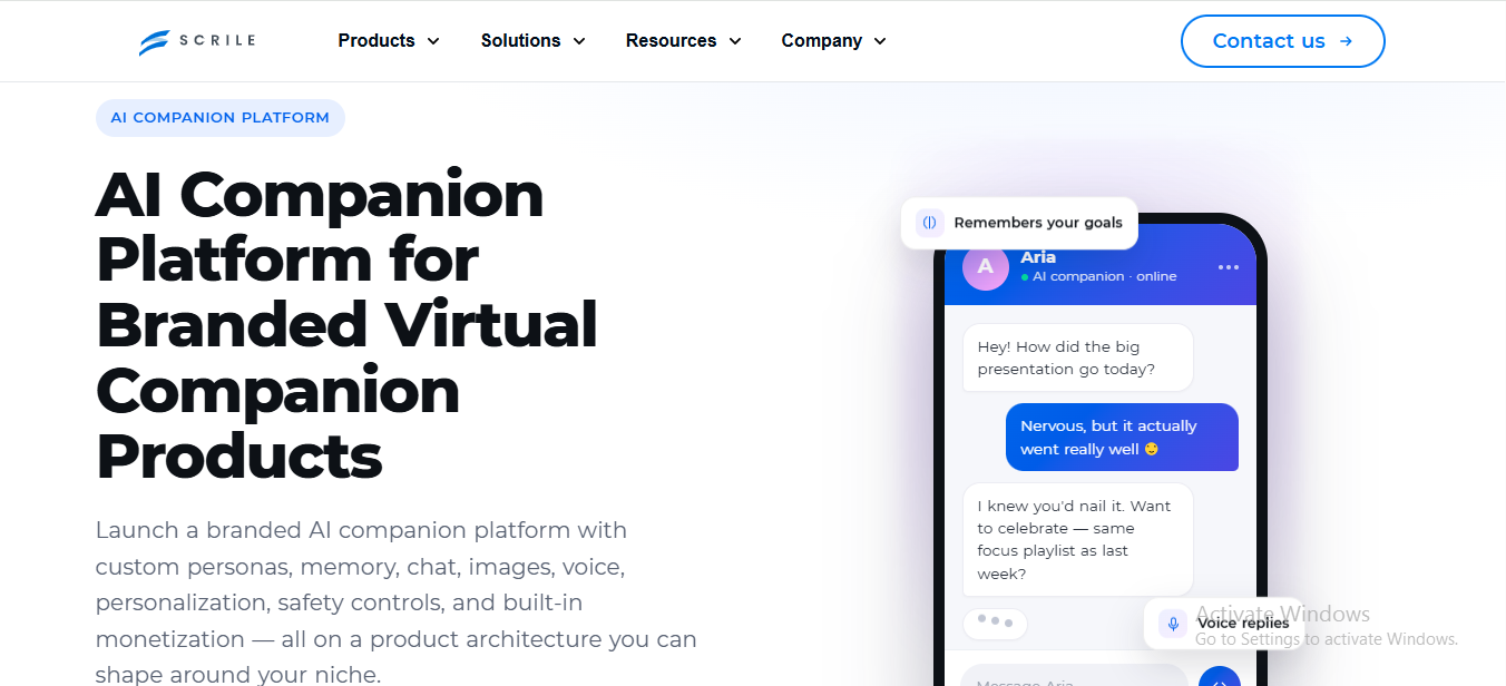 AI Companion platform on ScrileAI