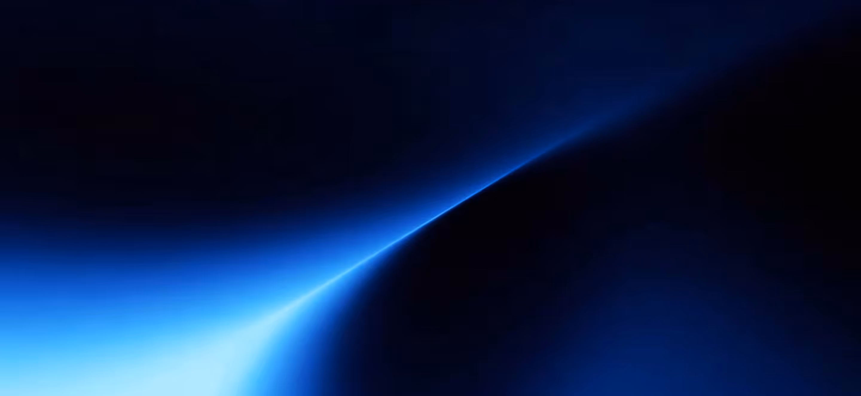 Blue glowing curved horizon line on a dark background resembling a planet's edge in space.