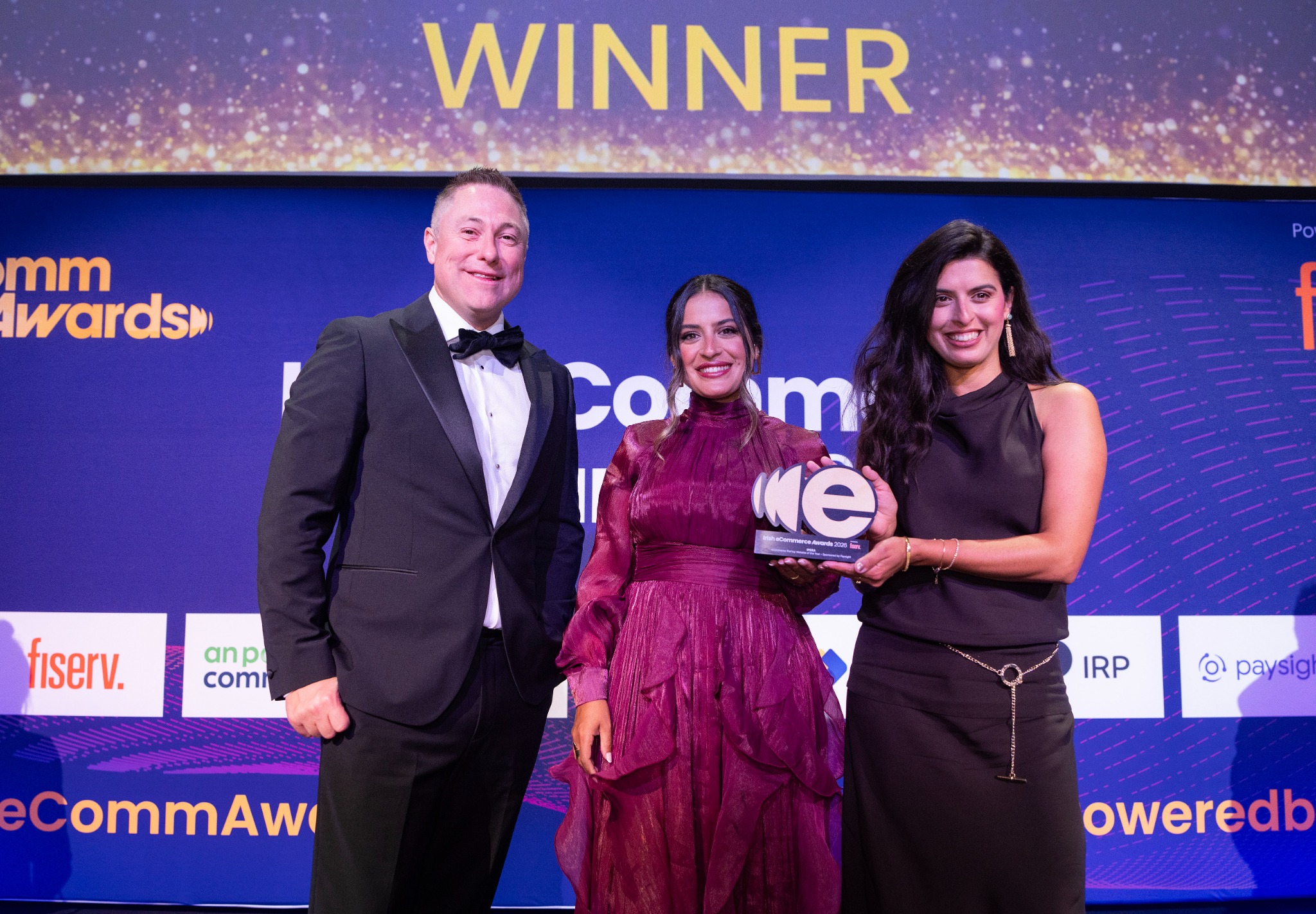 An award presentation on stage at the Irish eCommerce Awards 2026.
