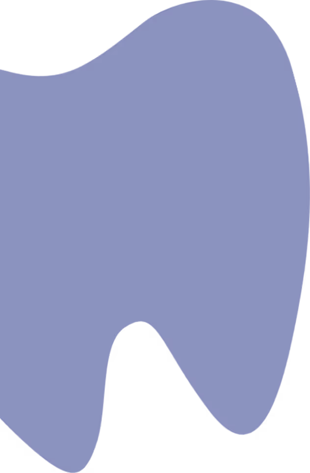 Abstract blue shape resembling a stylized tooth on a transparent background.