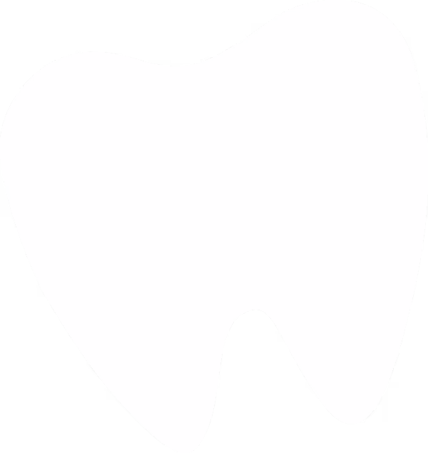 Simple white silhouette of a molar tooth on a transparent background.