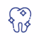 Icon of a tooth with sparkles indicating cleanliness or dental care.