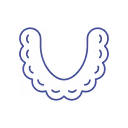 Illustration of blue dental aligners for teeth straightening.