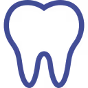 Simple blue outline icon of a tooth with a slight gap at the bottom.