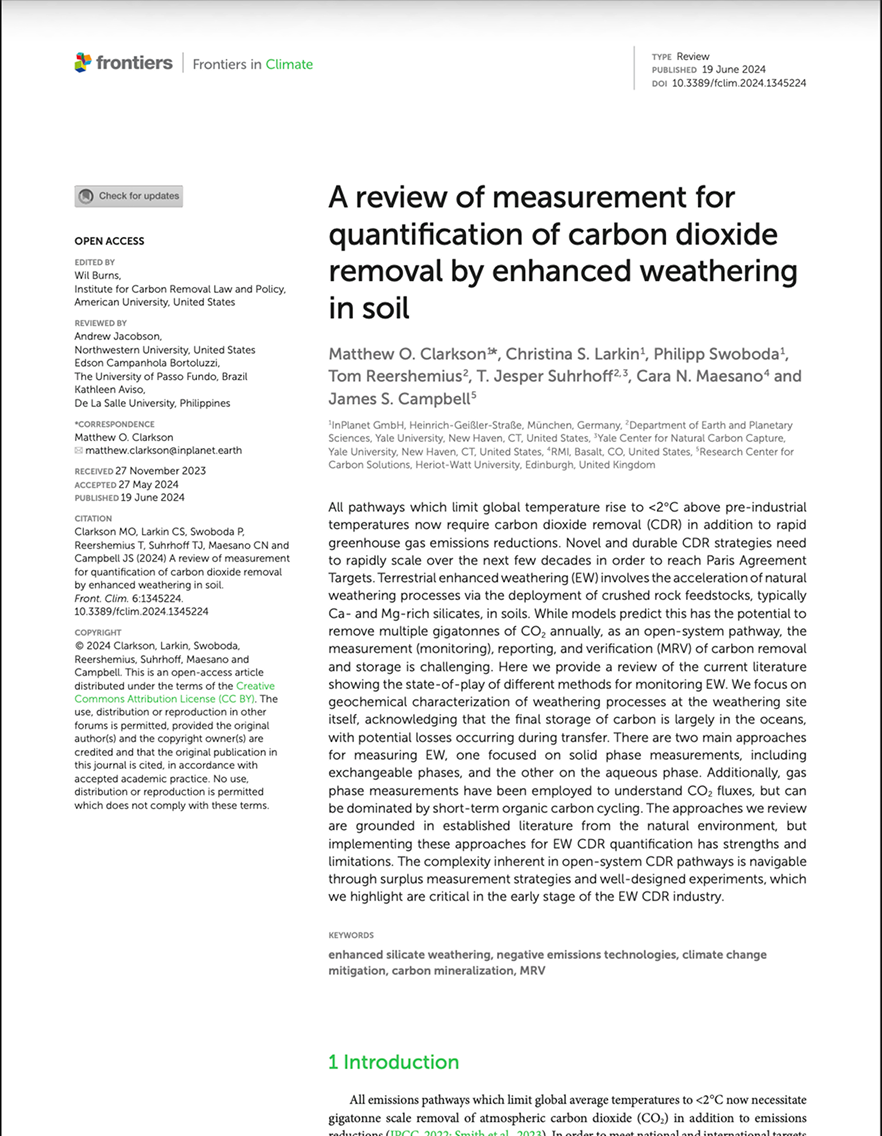 Scientific paper on carbon removal through enhanced weathering.
