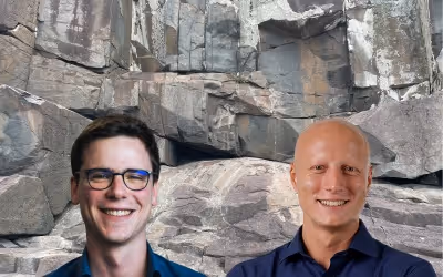 Felix and Niklas appearing in front of a rock face