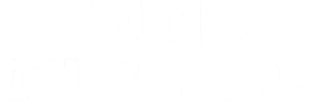 White text reading AUDIO DU CENTRE on a black background.