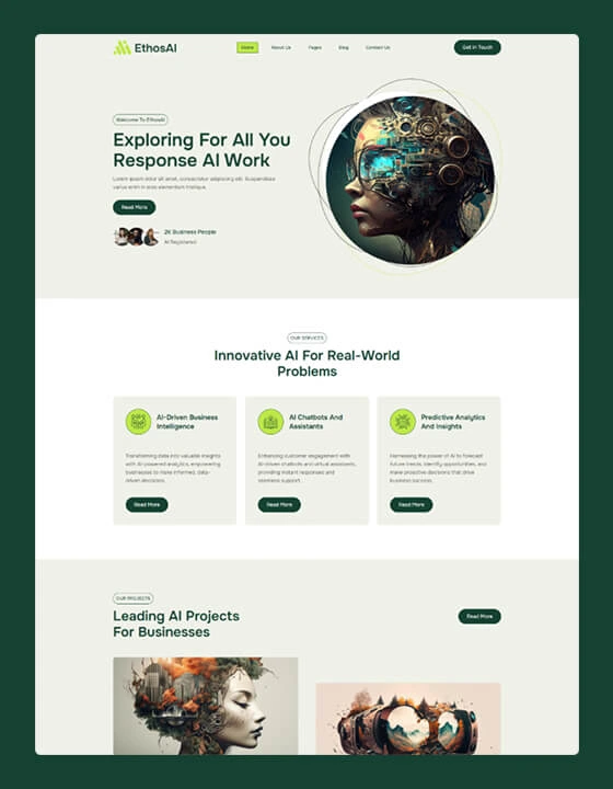 EthosAI - AI Agency Website Template