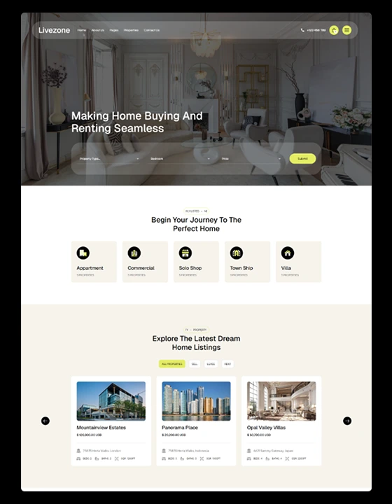 Livezone - Real Estate Website Template