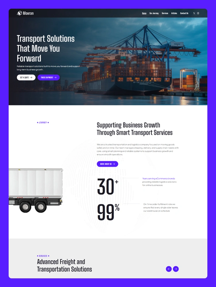 Movran - Transportation & Logistics Website Template