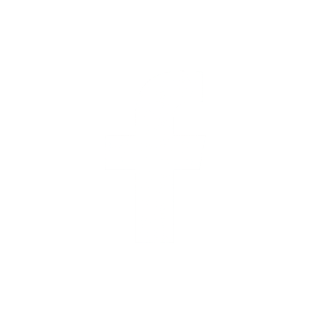 Rozświetlone białe logo Facebook na ciemnoszarym tle.