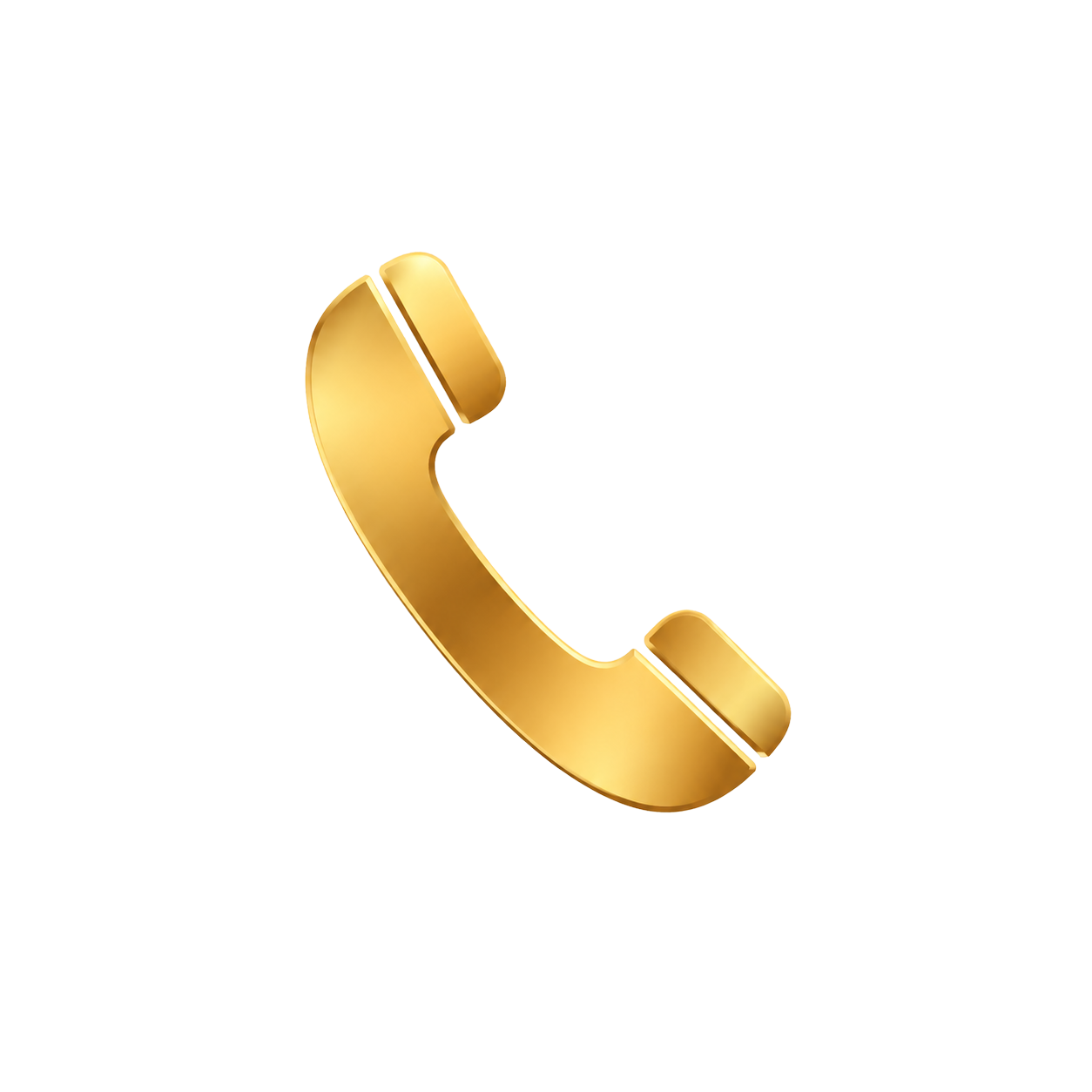Ikona złotej słuchawki telefonu na czarnym tle.