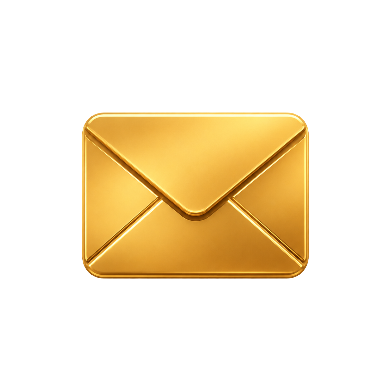 Złota ikona koperty symbolizująca wiadomość e-mail lub pocztę elektroniczną.