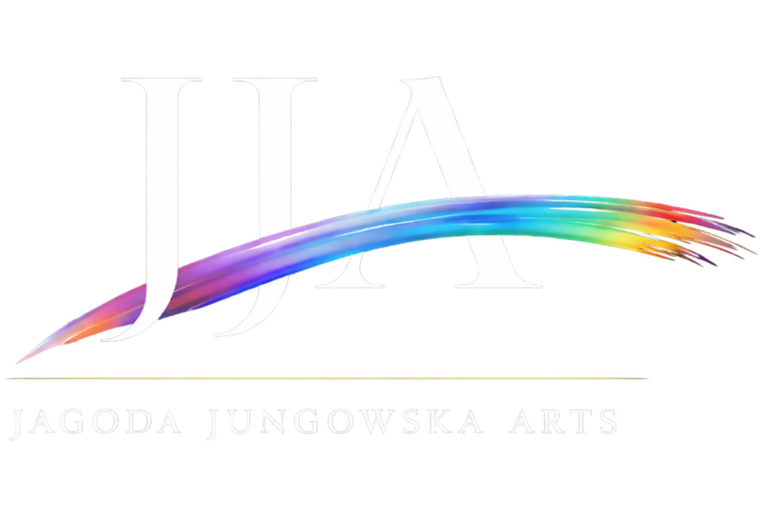 Logo JJA with a rainbow-colored brushstroke and text Jagoda Jungowska Arts below.