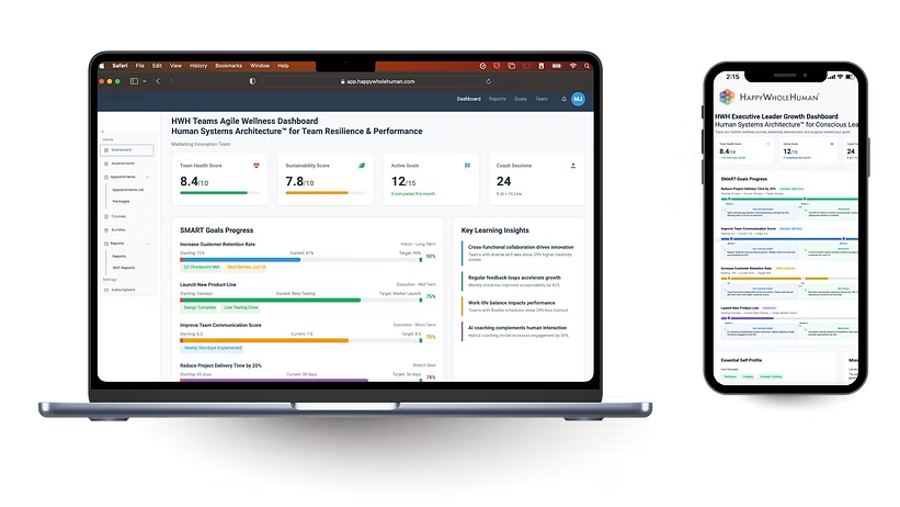 The co-branded HWH app on laptop and phone