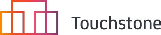 Touchstone logo with an abstract geometric icon and the word 'Touchstone' in modern font.