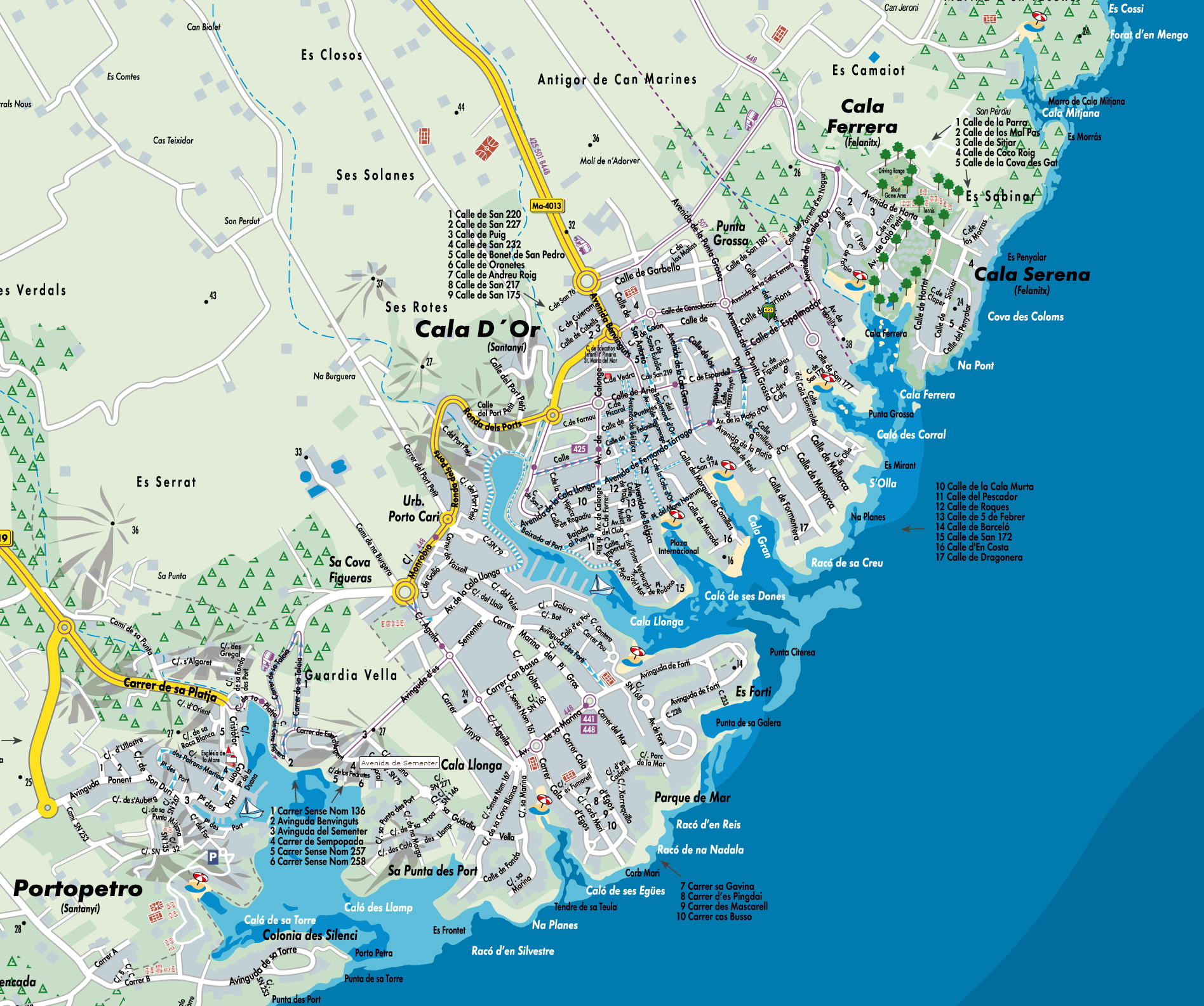 Cala d’Or accommodation areas near beaches, restaurants and the marina
