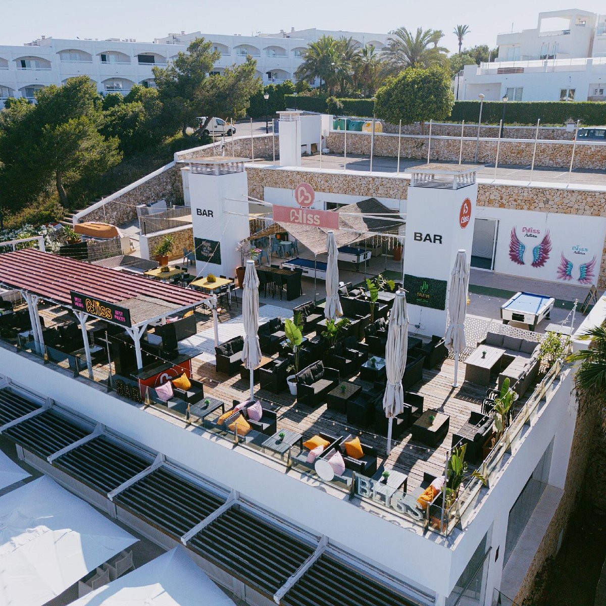 Bliss Rooftop Bar Cala d’Or Marina with rooftop cocktails and harbour views