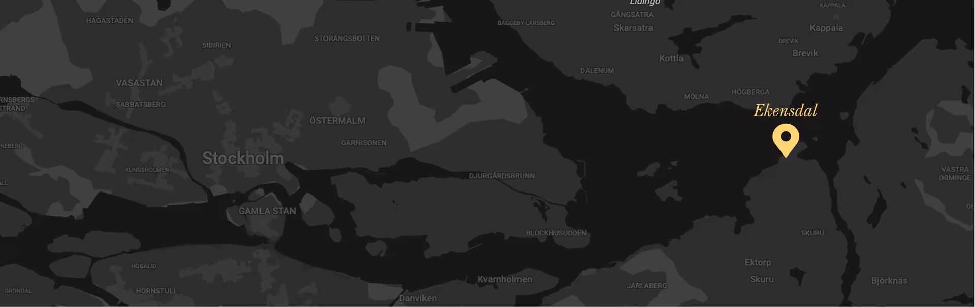 Karta över Stockholm och Ekensdal markerat med en platsmarkör.