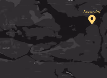 Map showing location of Ekensdal northeast of Stockholm, Sweden, marked with a yellow pin.