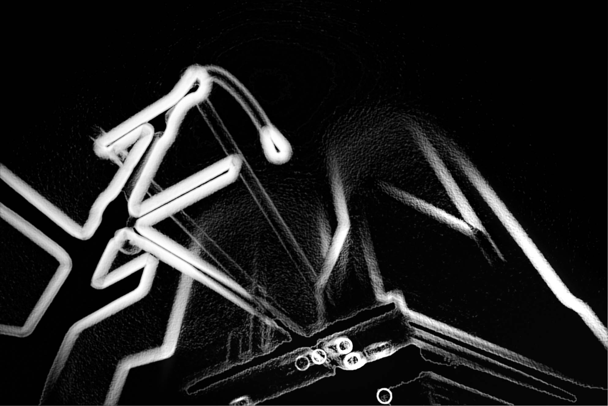 Gratte-ciels urbains sans sommet, panneaux de signalisation, contours numériques ICM — Christophe Lobier photographe artiste