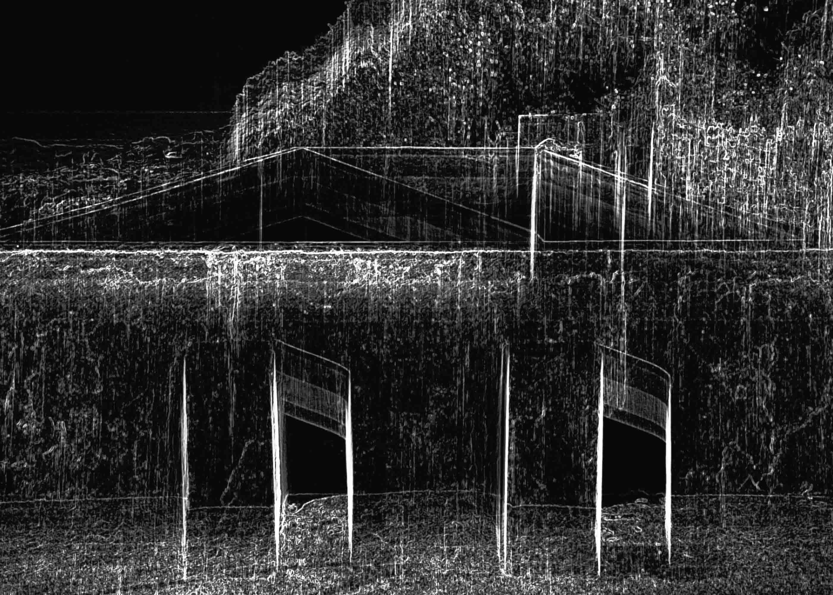 Piscine en bord de mer, lignes géométriques, contours numériques ICM — Christophe Lobier photographe artiste