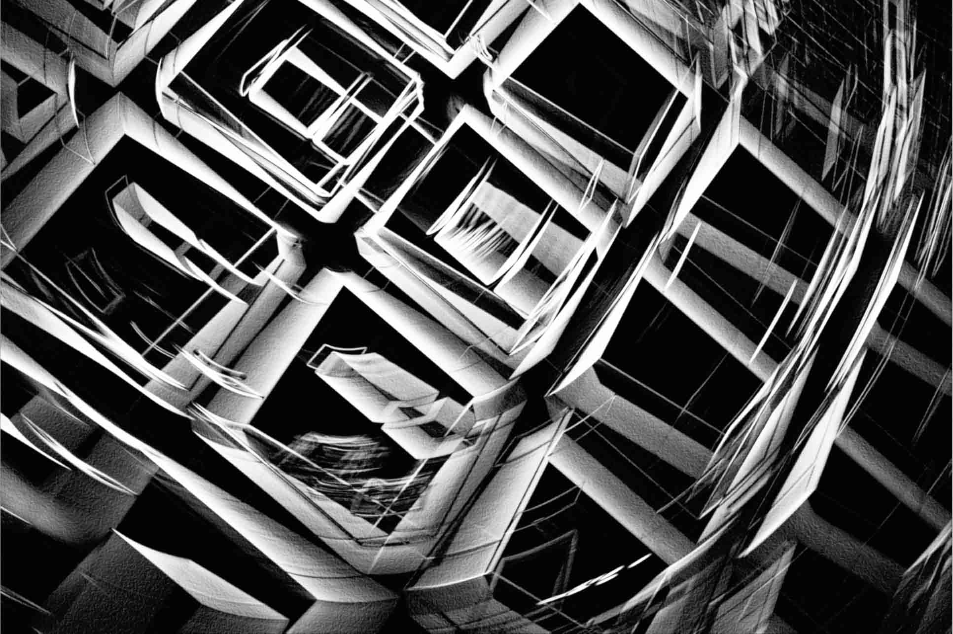 Immeuble parisien en mouvement, reflet abstrait, longue exposition ICM — Christophe Lobier fine art photography