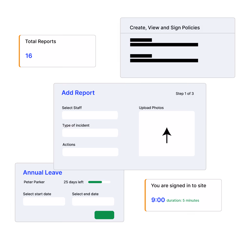 A collection of screens from the HR Module