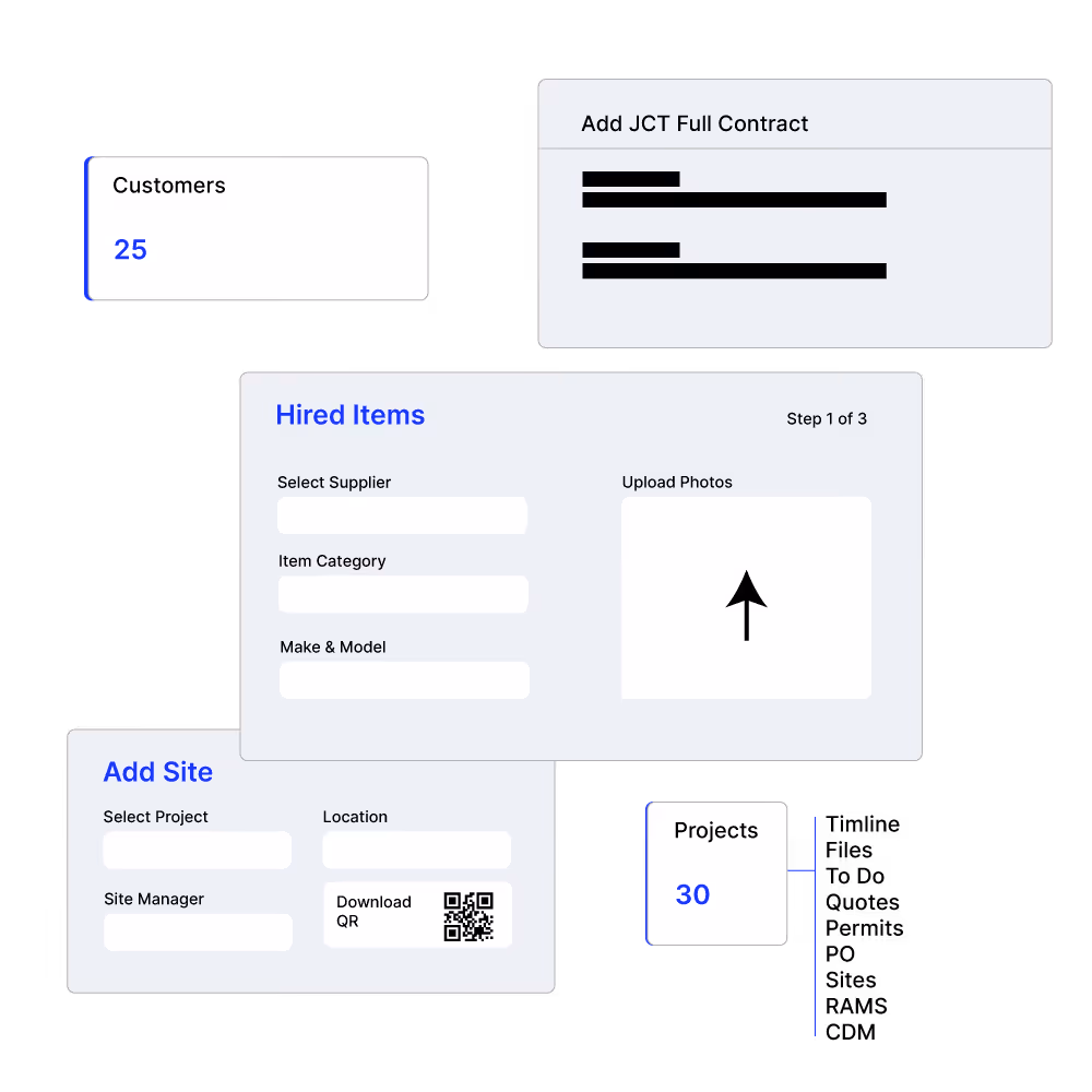 A collection of screens from the Projects Module