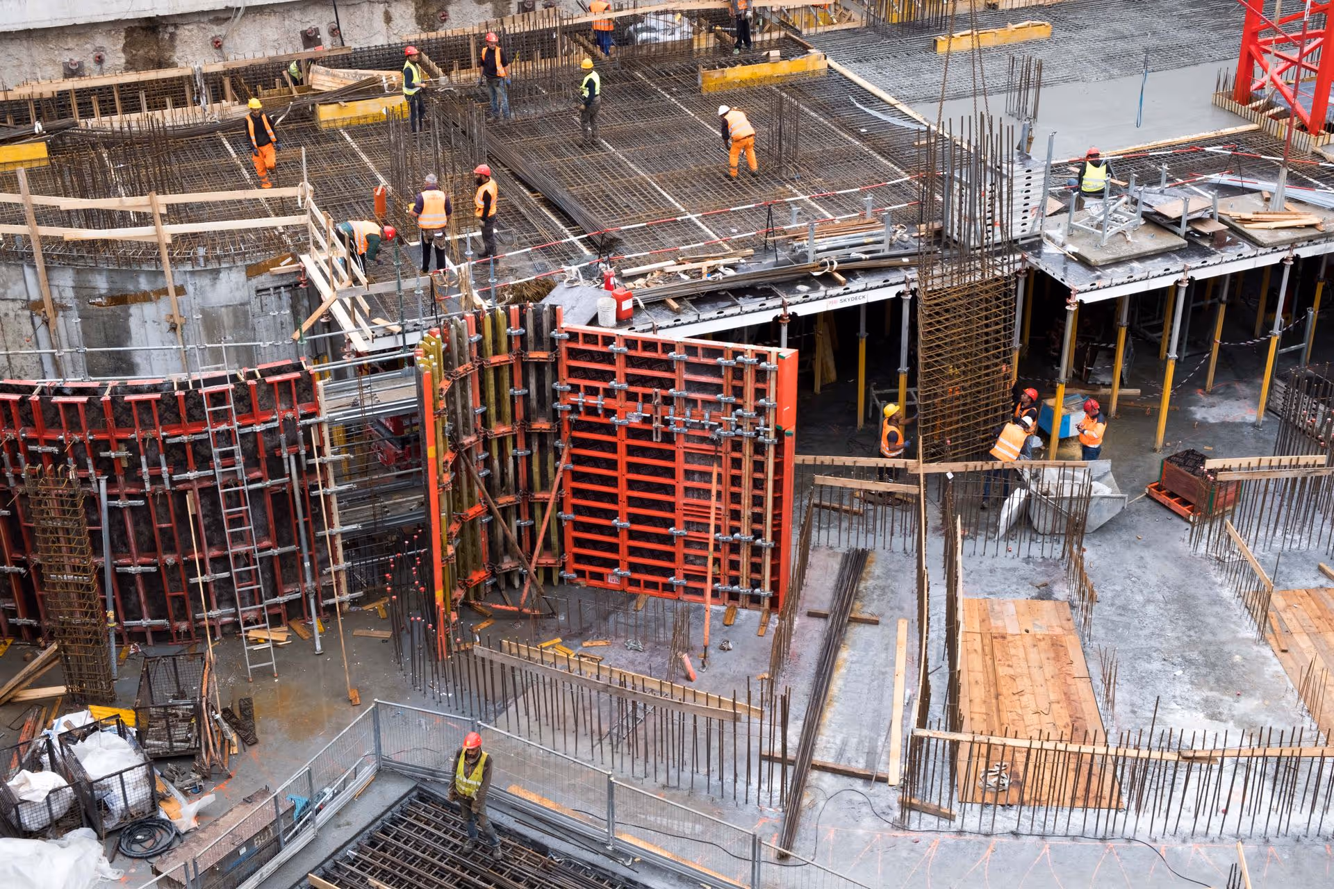 Construction underway on a building site