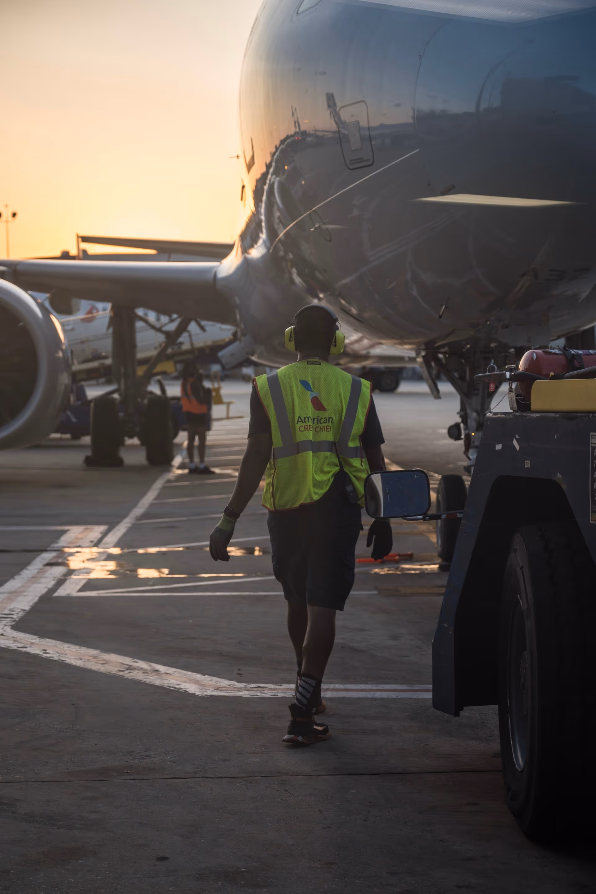 Worker on runway